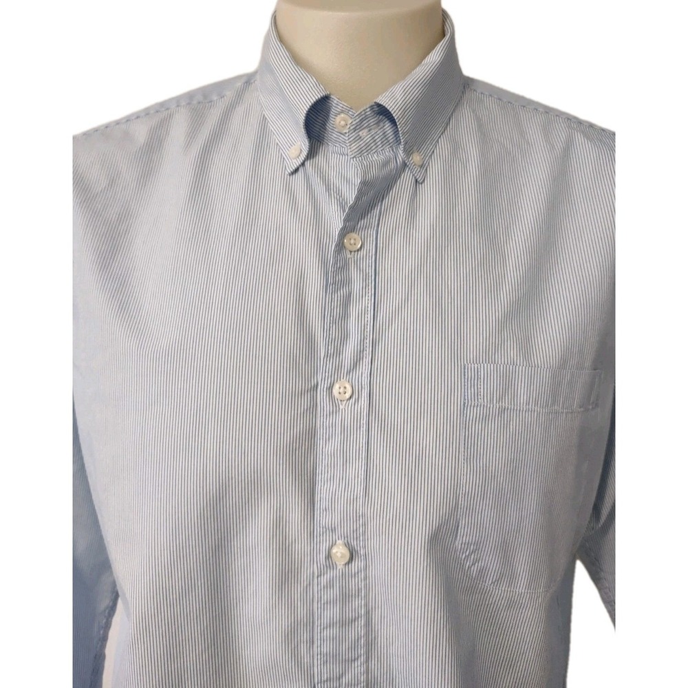 J.Crew Button‎ Down Shirt Men L Blue Striped Long Sleeve Preppy Classic Business - Picture 9 of 15